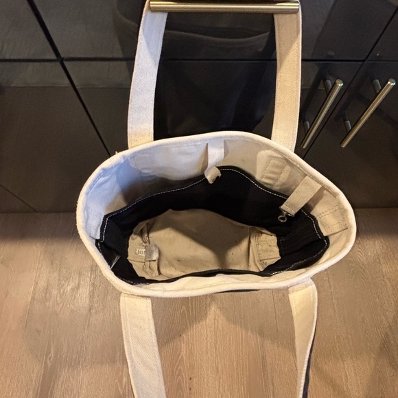 Lands' End Black and Cream Tote Bag with Sturdy Handles - Picture 3 of 10